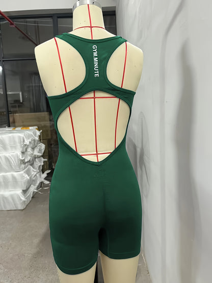Women's High-Stretch Seamless Brown Jumpsuit Bodysuit