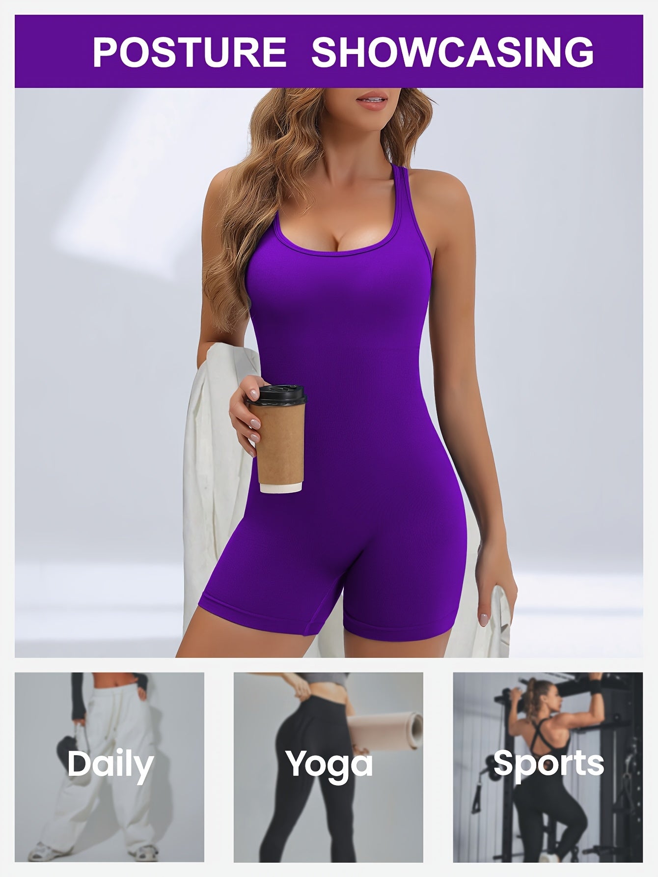 Women's High-Stretch Seamless Brown Jumpsuit Bodysuit