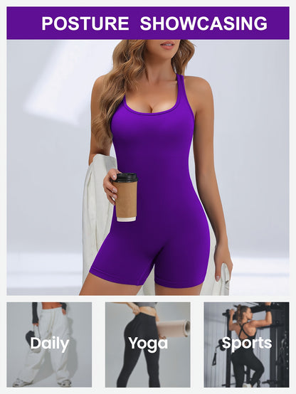 Women's High-Stretch Seamless Brown Jumpsuit Bodysuit