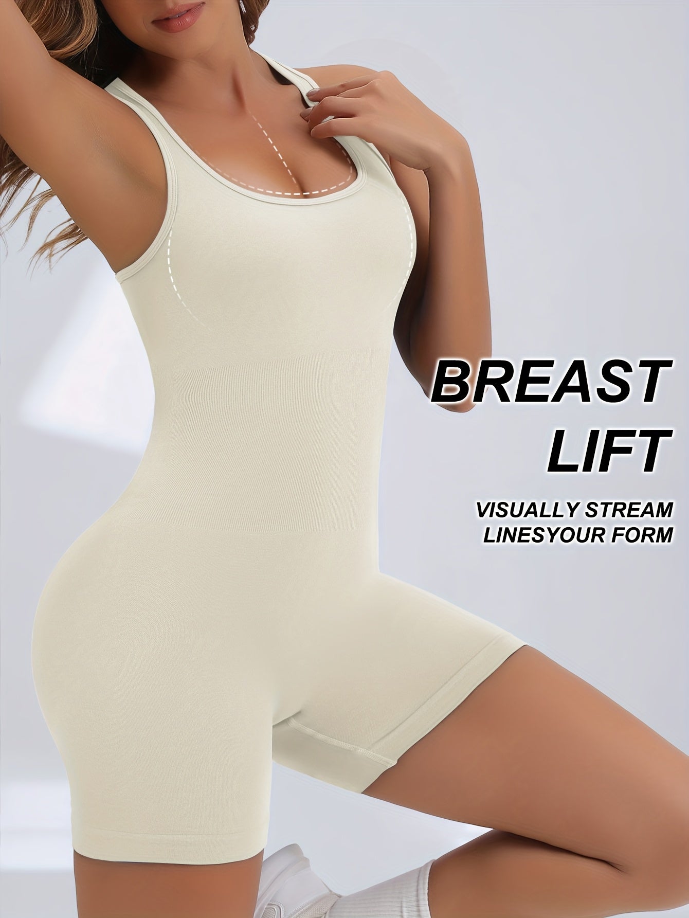 Women's High-Stretch Seamless Brown Jumpsuit Bodysuit