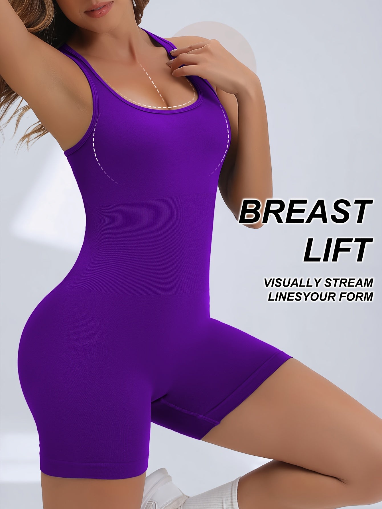 Women's High-Stretch Seamless Brown Jumpsuit Bodysuit