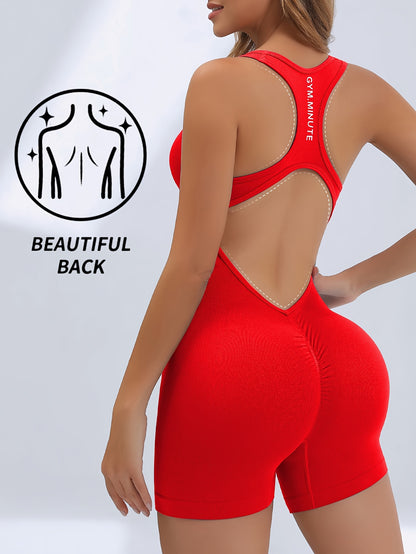 Women's High-Stretch Seamless Brown Jumpsuit Bodysuit