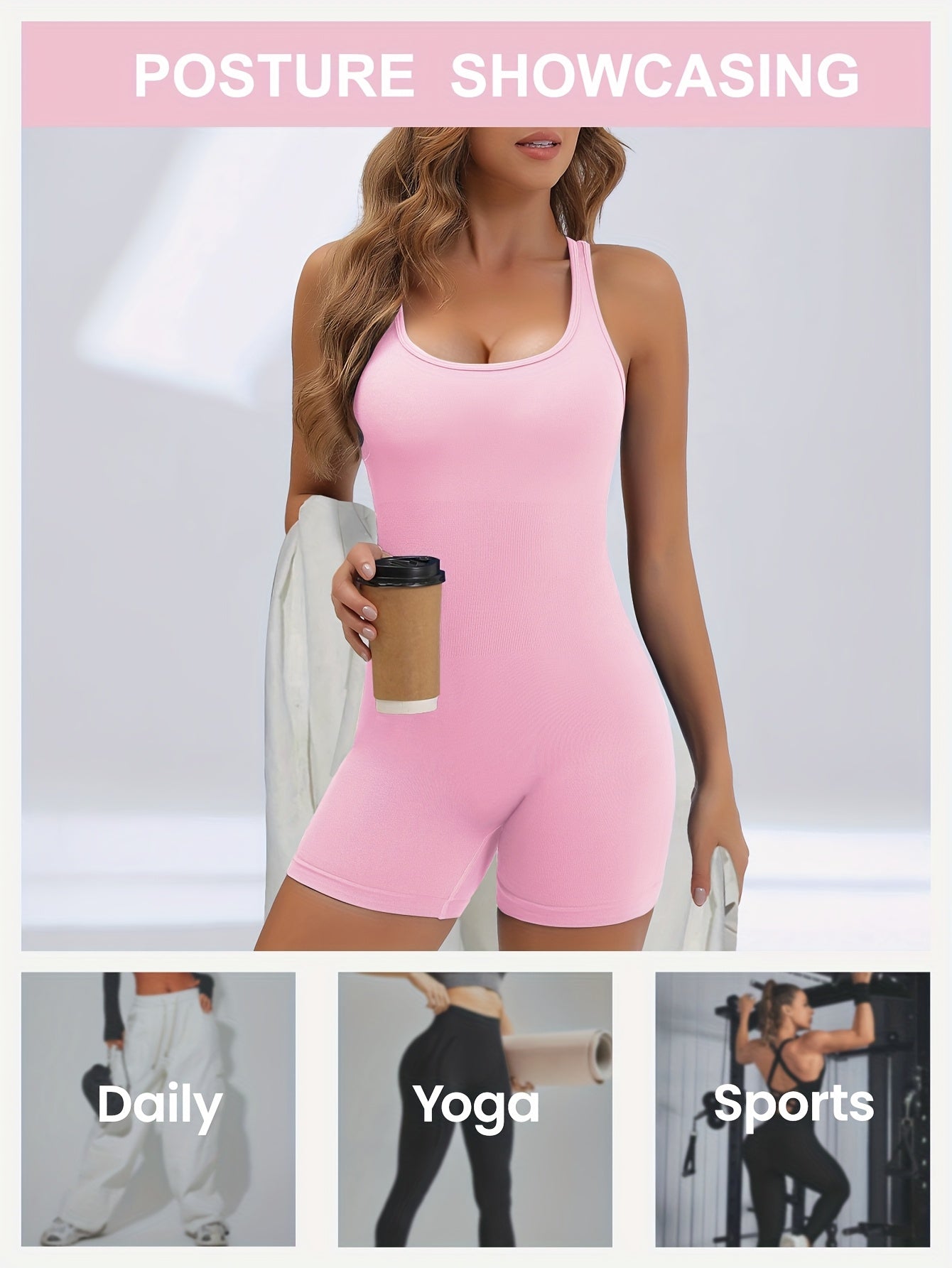 Women's High-Stretch Seamless Brown Jumpsuit Bodysuit