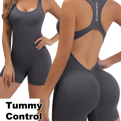 Women's High-Stretch Seamless Brown Jumpsuit Bodysuit