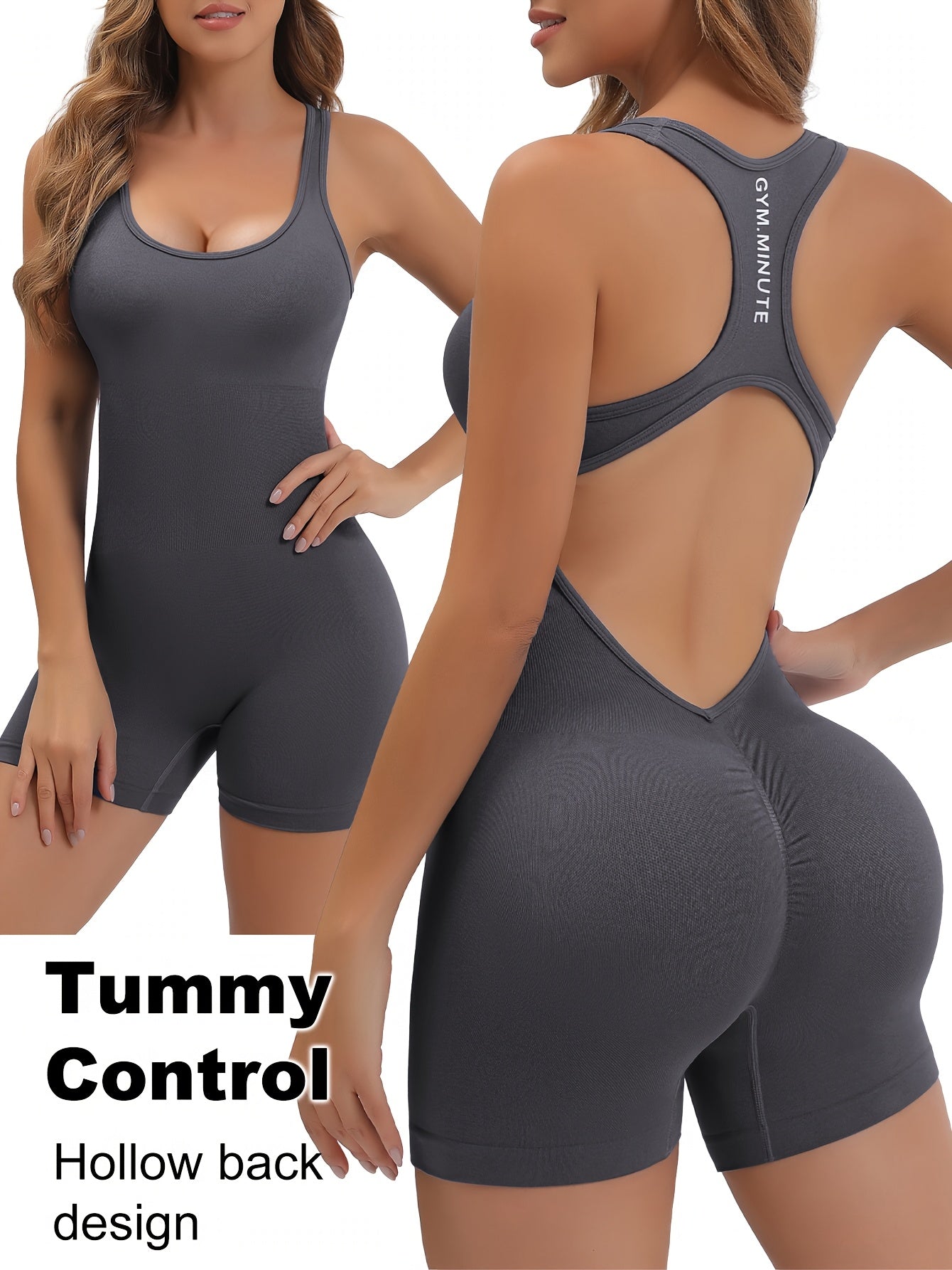 Women's High-Stretch Seamless Brown Jumpsuit Bodysuit
