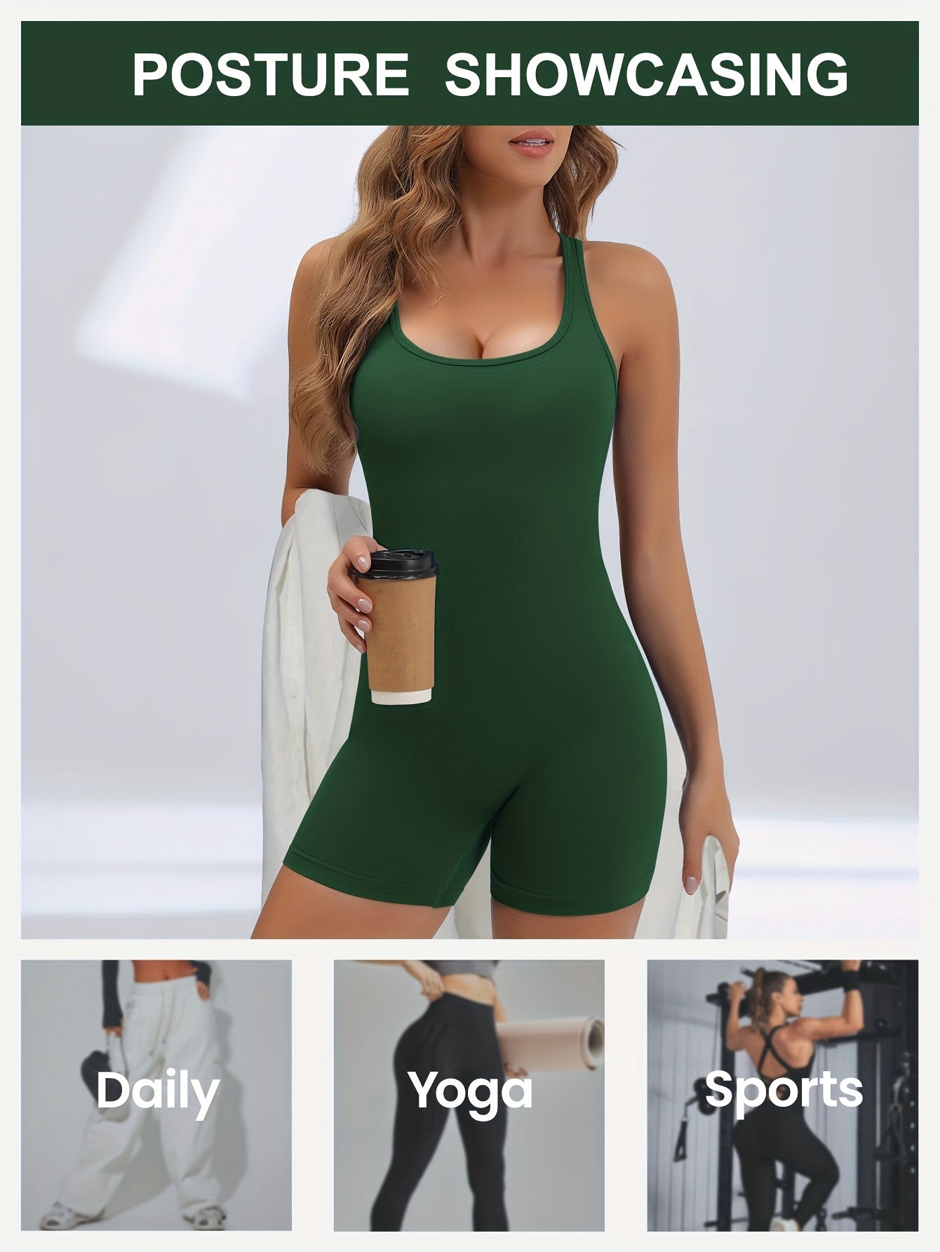 Women's High-Stretch Seamless Brown Jumpsuit Bodysuit