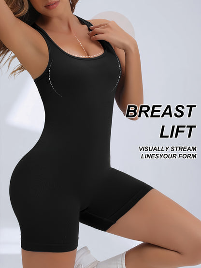 Women's High-Stretch Seamless Brown Jumpsuit Bodysuit