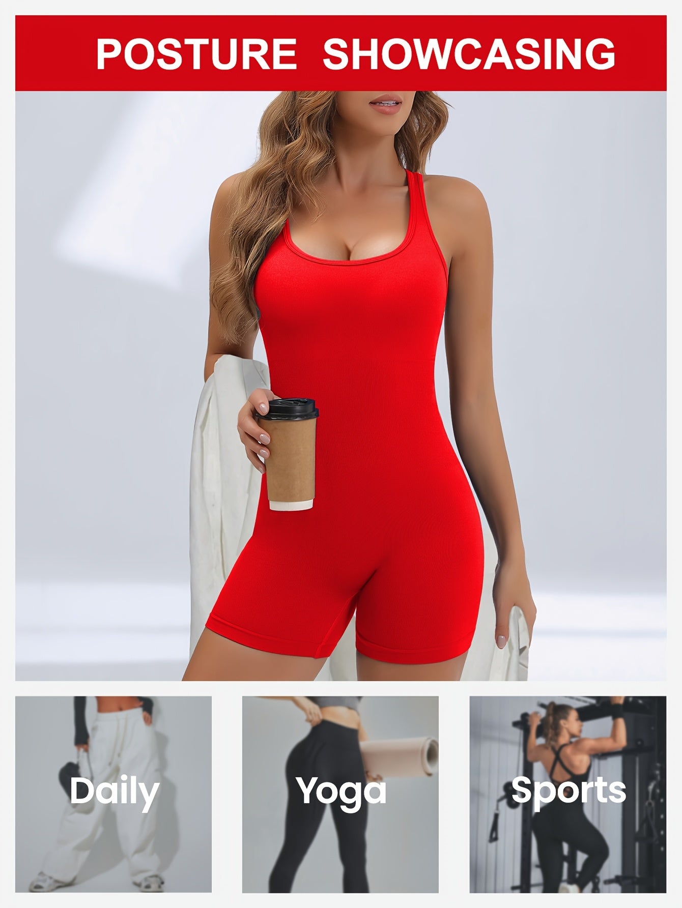 Women's High-Stretch Seamless Brown Jumpsuit Bodysuit