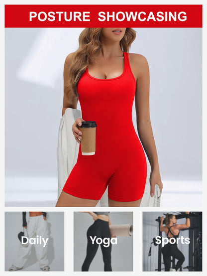 Women's High-Stretch Seamless Brown Jumpsuit Bodysuit