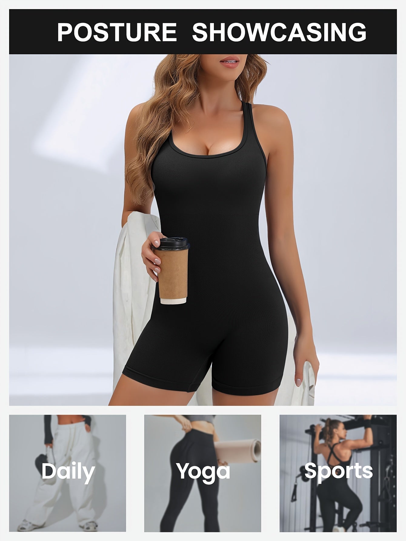 Women's High-Stretch Seamless Brown Jumpsuit Bodysuit