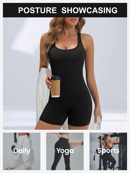 Women's High-Stretch Seamless Brown Jumpsuit Bodysuit