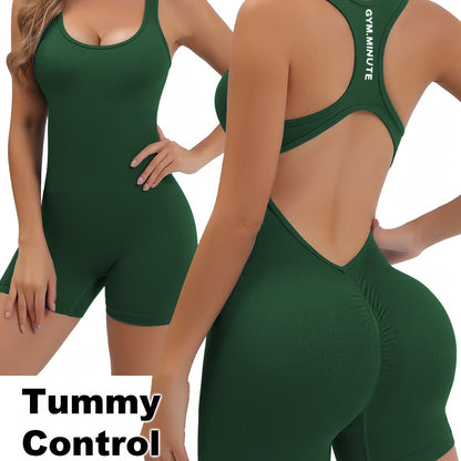 Women's High-Stretch Seamless Brown Jumpsuit Bodysuit