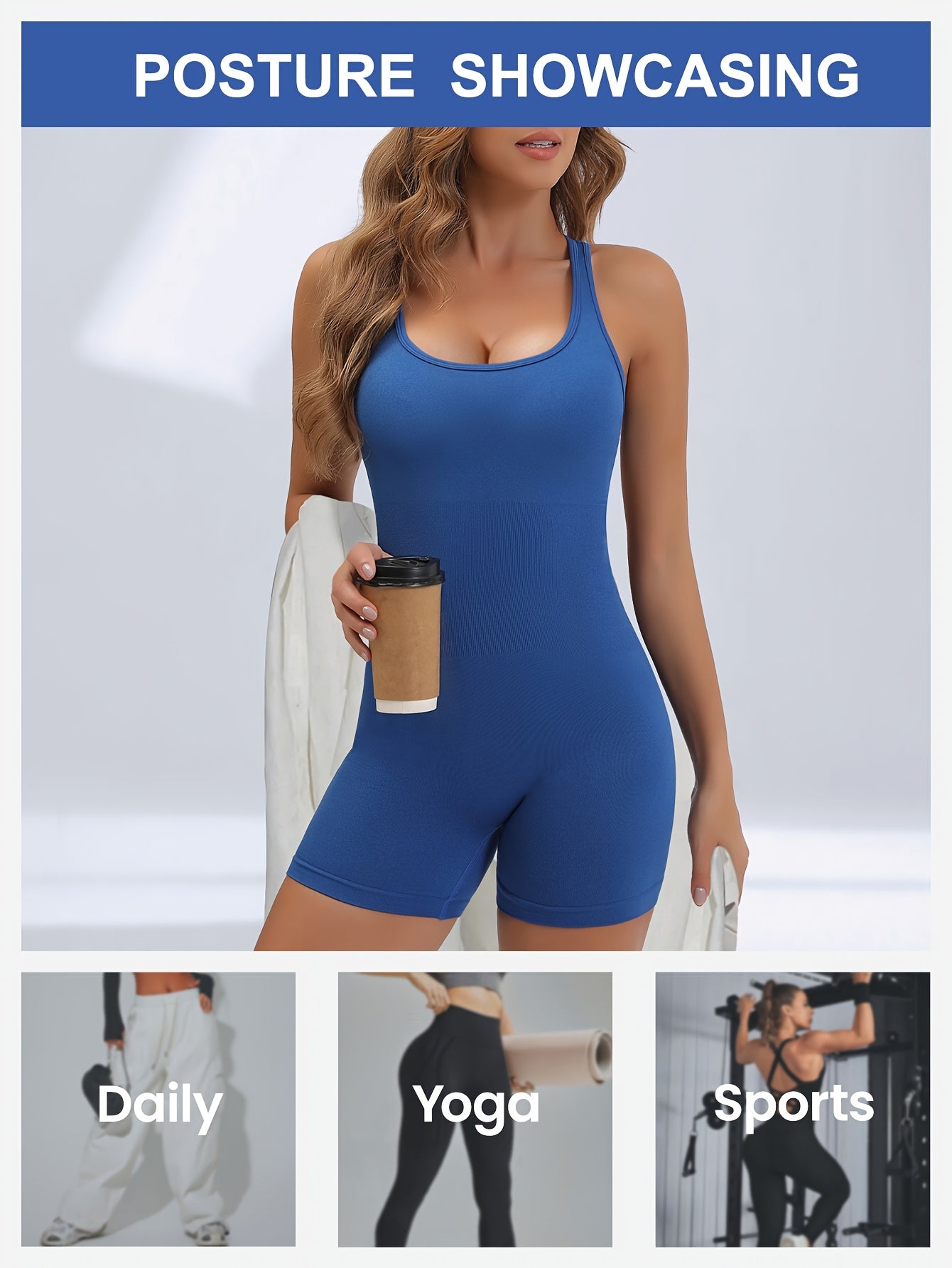 Women's High-Stretch Seamless Brown Jumpsuit Bodysuit