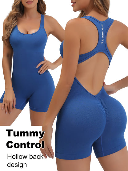 Women's High-Stretch Seamless Brown Jumpsuit Bodysuit